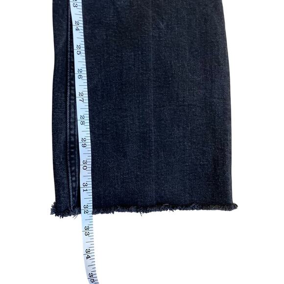Zara Sz 6 Charcoal Washed Black Slim Flare Jeans Mid Rise Stretchy Raw Hem - Picture 11 of 16